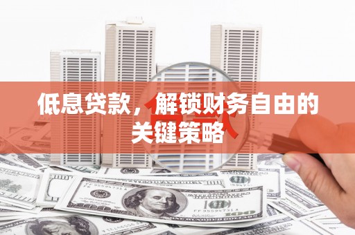 陇南低息贷款，解锁财务自由的关键策略