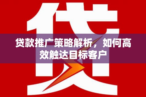 文水贷款推广策略解析，如何高效触达目标客户